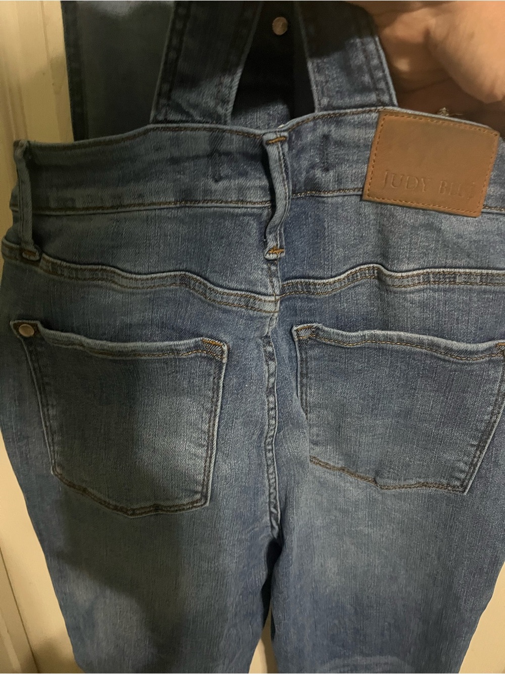 Judy Blue Blue High-Rise Button-Front Denim Overalls SZ L - Picture 6 of 13
